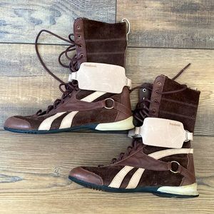 Vintage Brown and Cream Suede Hightop Reebok Shoes Size 5.5-6 women’s